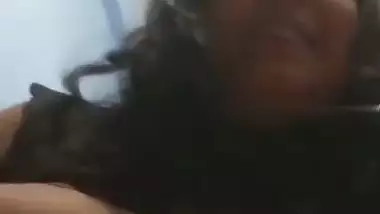 Round boobs girlfriend riding dick of boyfriend