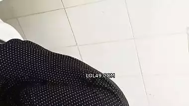 Young wife doggy sex in restroom with manager