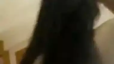 Beautiful desi girl dance hotel room with lover