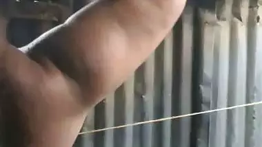 Busty aunty bathing with big boobs showing