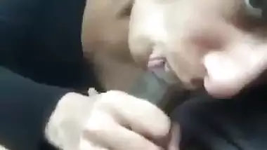 A nude Indian babe drinks her lover’s cum in the car