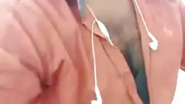 Handsome young man paws Indian's perfect boobs through red dress