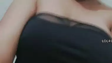 Chubby girl wears bra and new dresses before nude