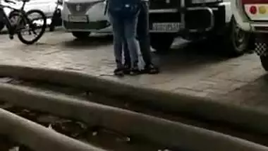Indian guy films on XXX camera how young couple makes out in street