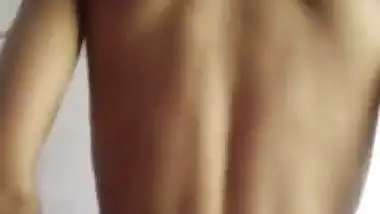 Girl in the reverse cowgirl position in the Tamil sex video