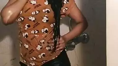 Horny Desi Stripping Under Shower In Bathroom