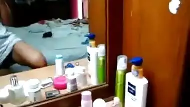 Indian college girl showing cleavage and groping boobs