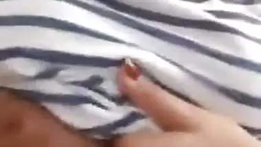 Attractive girl shows big boobs and pussy to boyfriend