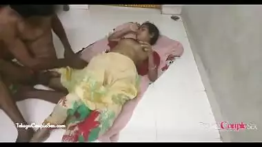 Hindi telugu village couple making love passionate hot sex on the floor in saree