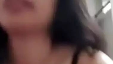 Short hair college girl stripping bra and showing boobs