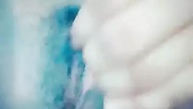 Girl of Indian origin massages XXX muff showing off her naked hooters