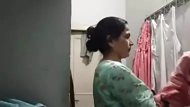 Mom changing dress caught on camera by horny son