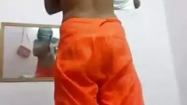 Teen Desi girl gets naked in front of camera trying to wear XXX skirt