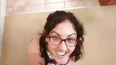 Schoolgirl daughter fucks next door neighbour and swallows a massive cumshot while delivering cookies POV Indian