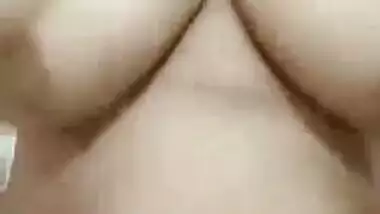 BBW horny wife masturbating on video call