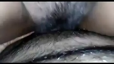 Indian Girl's Hairy & Sweaty Pussy Fucked With A Condom On