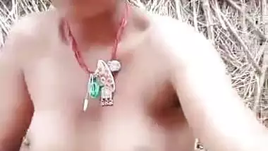 Poor Indian nude girl presses boobs and fingers pussy